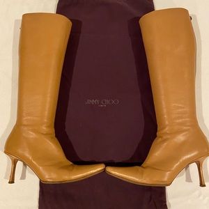 Jimmy Choo Camel Mustard Knee Hi Boots